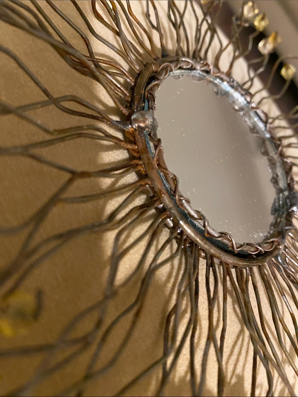 Holiday Ornament • Sunburst with Center Mirror • Amber Crystal Beads - Picture 6 of 7